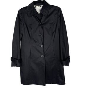 Pendleton Womens Small Black Cotton Peacoat Pleated Collar Single Button Front
